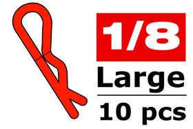 Team Corally Body Clips 45&oslash; Bent Large Red (10)