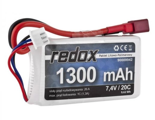 Redox 1300 mAh 7,4V 20C - LiPo pack - Deans