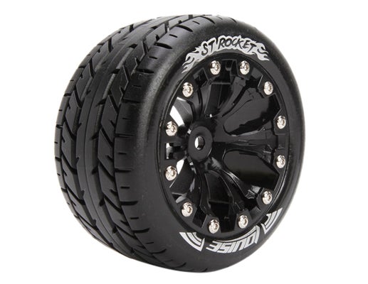 Louise 1:10 ST-Rocket 2.8 inch Truck Tire Mounted on Black Rim - 0 Offset - Soft (2)